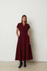 FOLD OVER MIDI DRESS BORDEAUX