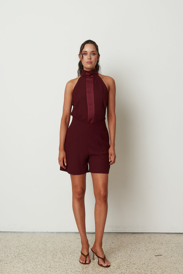 POWER HALTER BLOUSE BORDEAUX