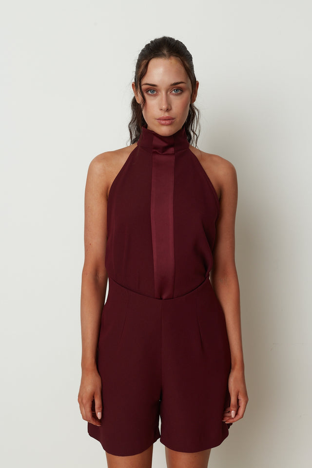 POWER HALTER BLOUSE BORDEAUX
