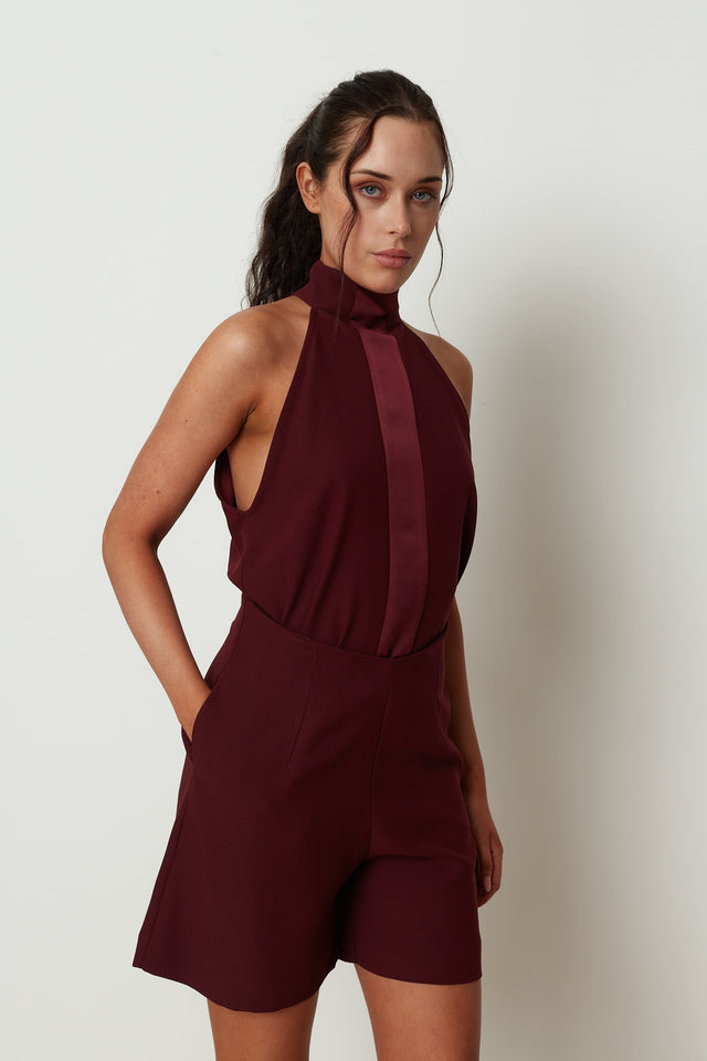 POWER HALTER BLOUSE BORDEAUX