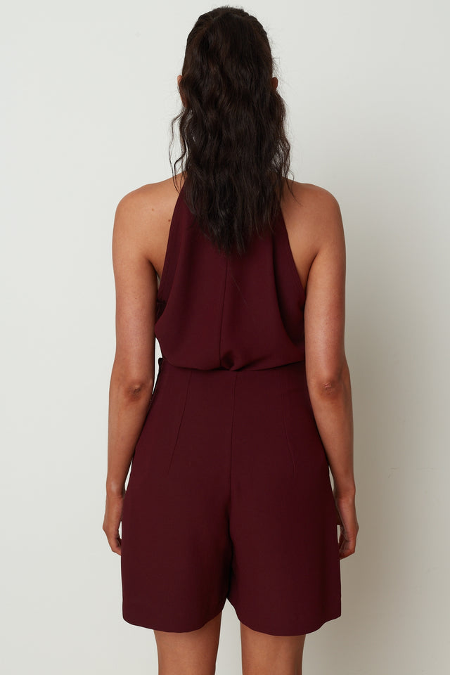 POWER HALTER BLOUSE BORDEAUX