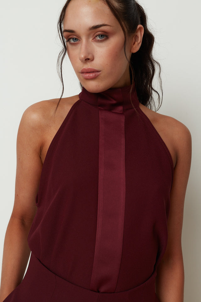 POWER HALTER BLOUSE BORDEAUX
