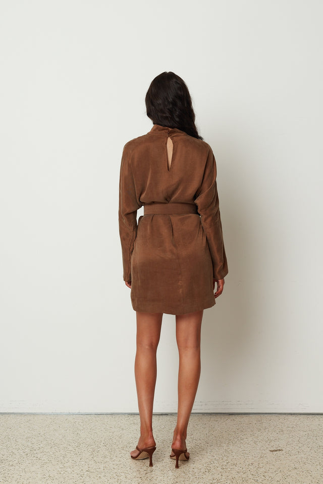 ICON MOCK DRESS BROWN