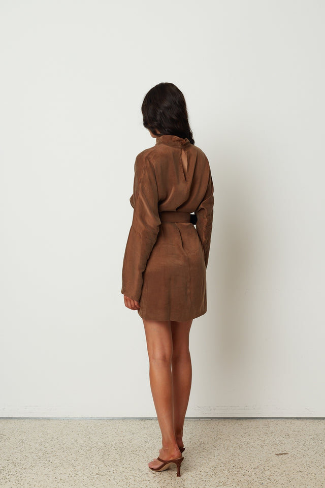 ICON MOCK DRESS BROWN
