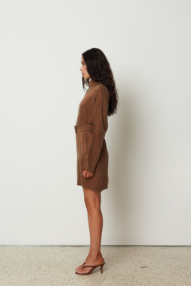 ICON MOCK DRESS BROWN