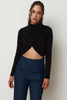 CROSSOVER DRAPED TOP BLACK