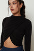 CROSSOVER DRAPED TOP BLACK