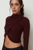 CROSSOVER DRAPED TOP BORDEAUX