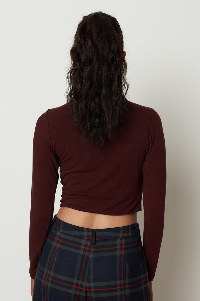 CROSSOVER DRAPED TOP BORDEAUX