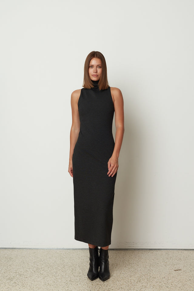 SHAPE MIDI DRESS DARK GREY