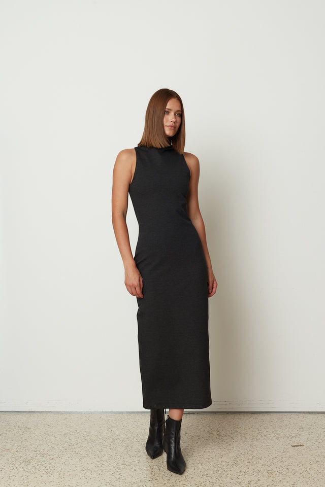 SHAPE MIDI DRESS DARK GREY