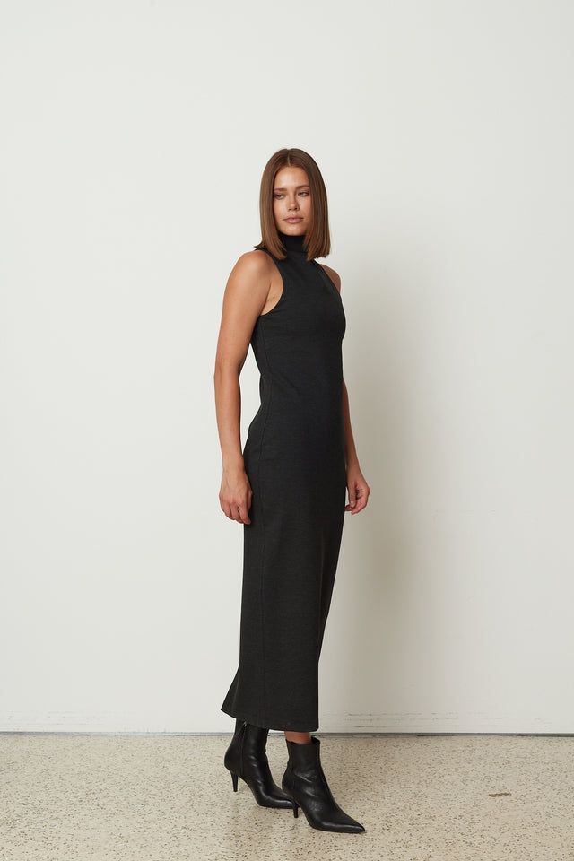 SHAPE MIDI DRESS DARK GREY