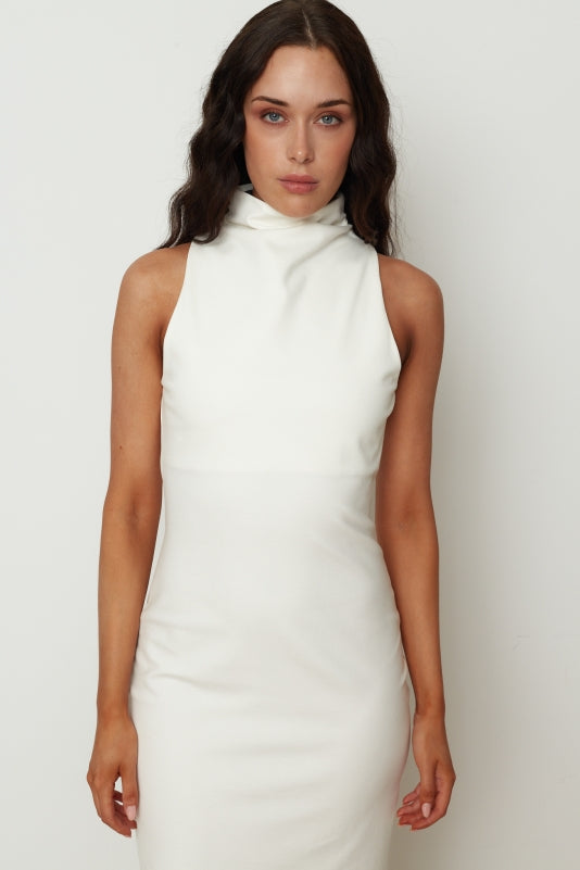 SHAPE MIDI DRESS WHITE