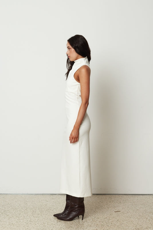 SHAPE MIDI DRESS WHITE