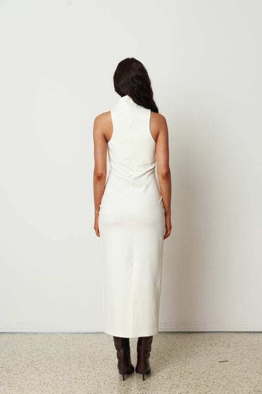 SHAPE MIDI DRESS WHITE