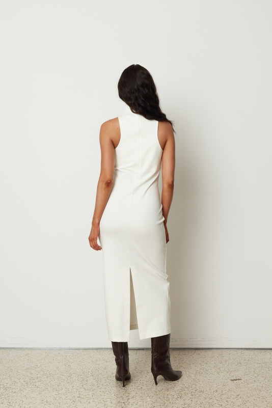 SHAPE MIDI DRESS WHITE