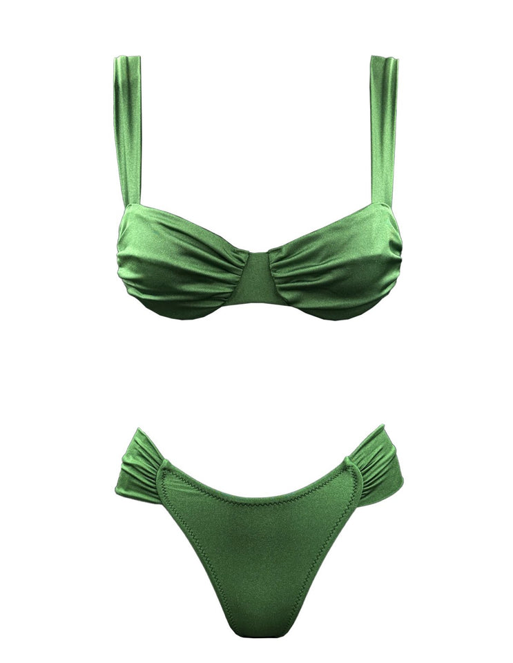 GREEN SILK WIRE BIKINI