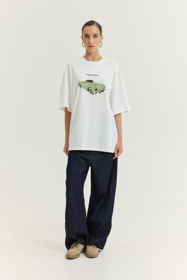 CHEETAH T-SHIRT RETRO CAR OFF-WHITE