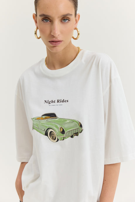 CHEETAH T-SHIRT RETRO CAR OFF-WHITE