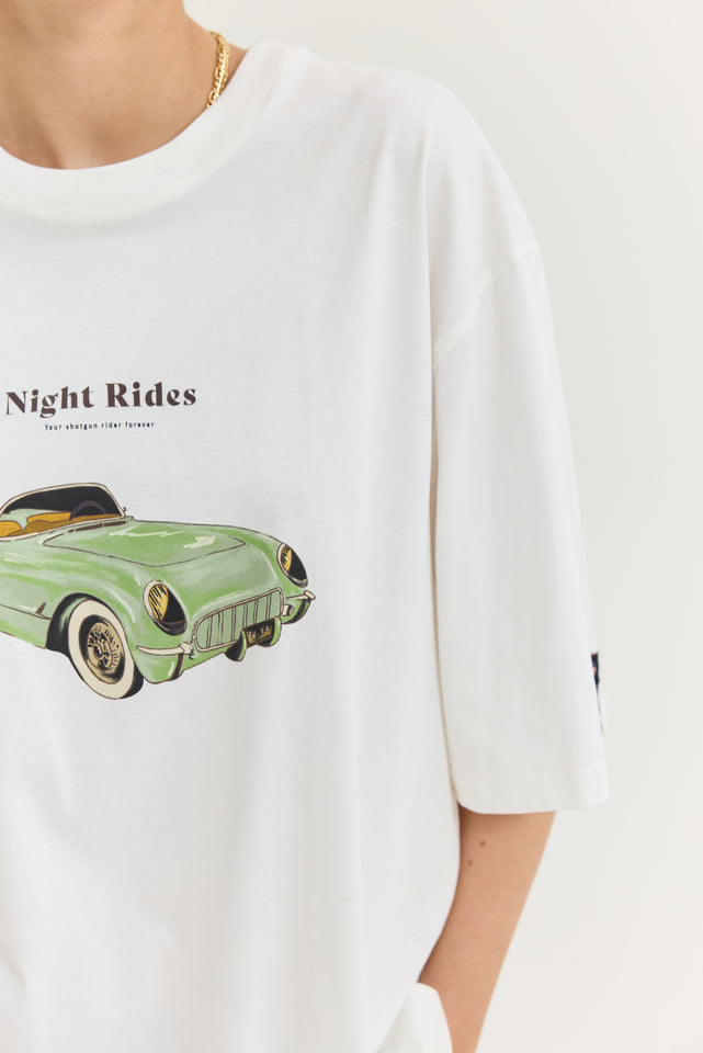 CHEETAH T-SHIRT RETRO CAR OFF-WHITE