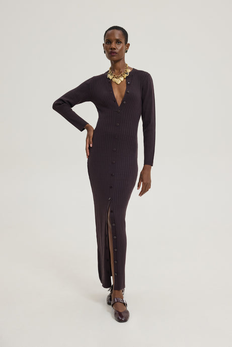 PUNCH DRESS DARK BROWN