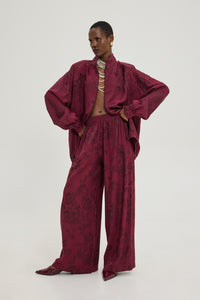 PEACOCK PANTS BORDEAUX