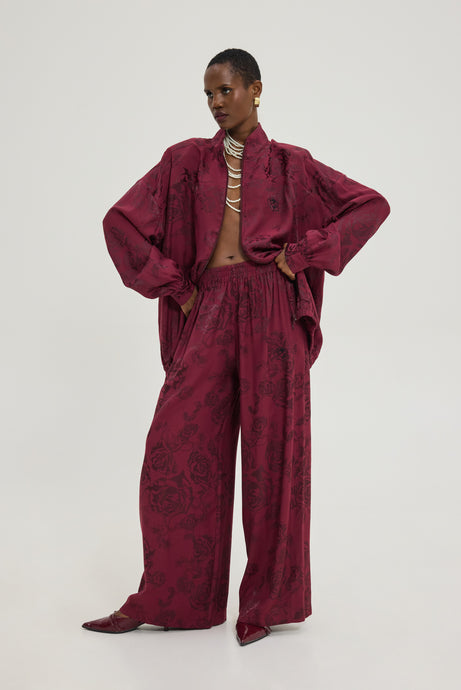 PEACOCK PANTS BORDEAUX