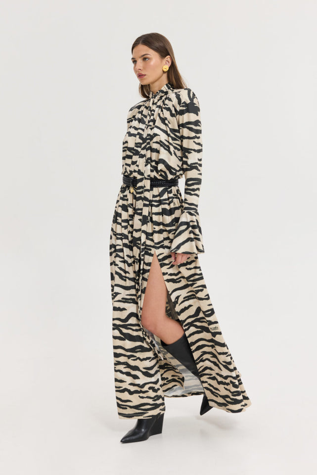 PEONY DRESS ZEBRA BEIGE