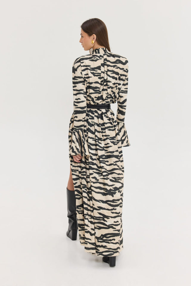 PEONY DRESS ZEBRA BEIGE