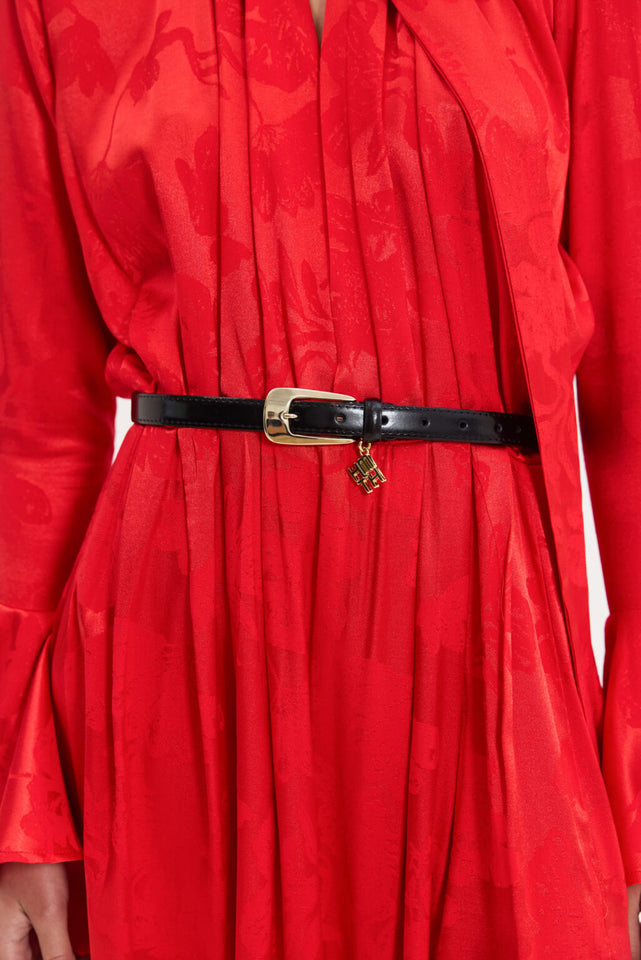PEONY DRESS JACQUARD RED