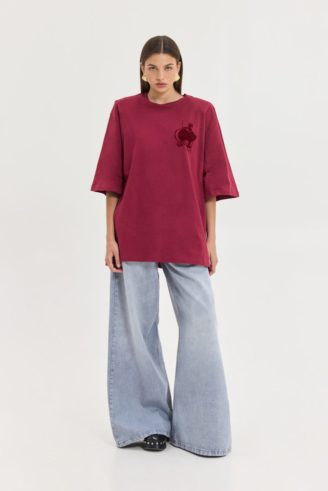 SAHARA T-SHIRT BORDEAUX