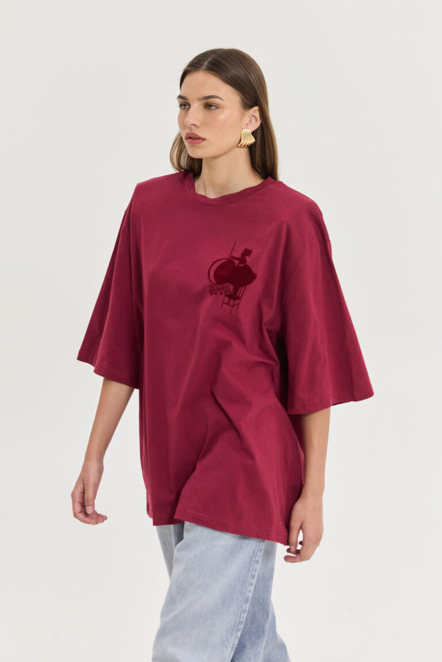 SAHARA T-SHIRT BORDEAUX