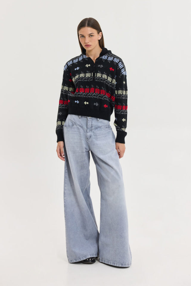 ASTRID KNITTED SWEATSHIRT BLACK