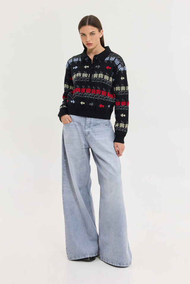 ASTRID KNITTED SWEATSHIRT BLACK