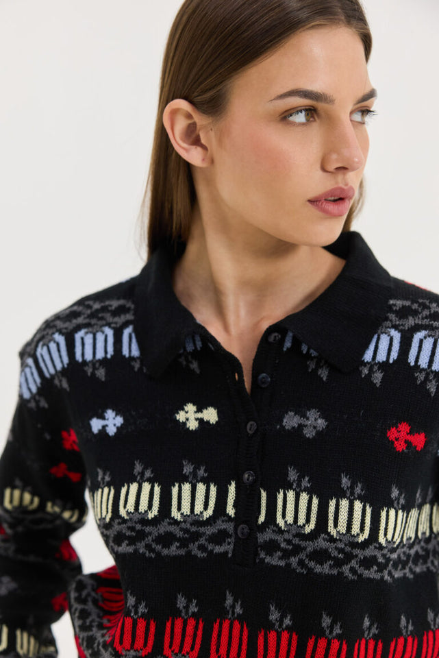 ASTRID KNITTED SWEATSHIRT BLACK