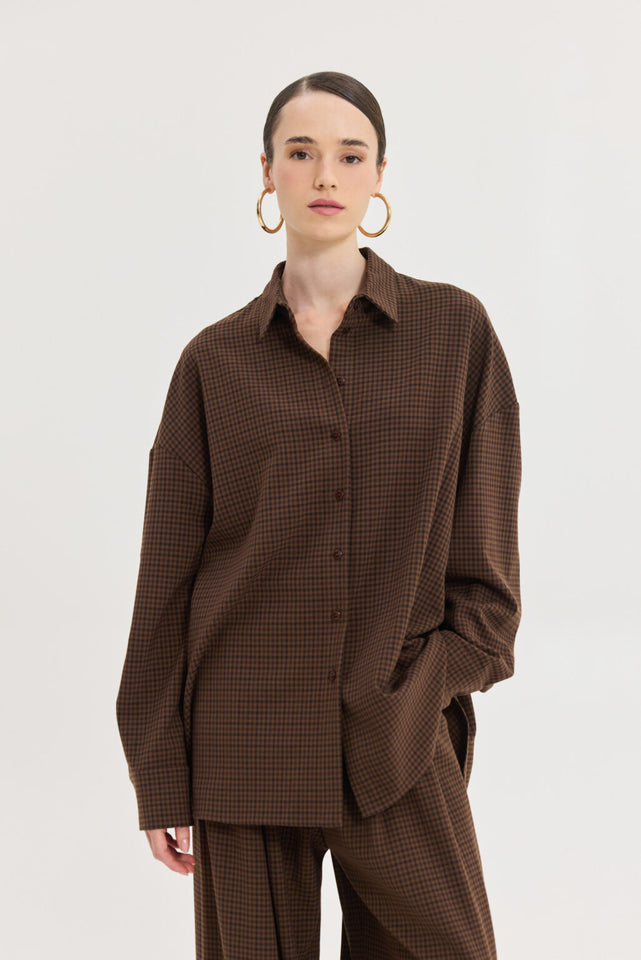 PHOENIX SHIRT BROWN PLAID