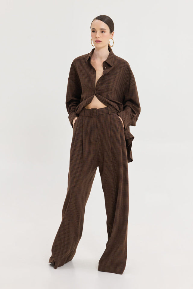 MARTHA PANTS BROWN PLAID