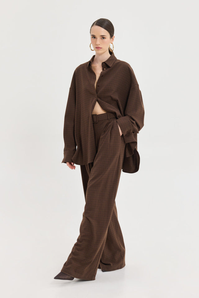 MARTHA PANTS BROWN PLAID