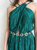 PLEATED DRESS GREEN ONE SIZE