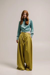 VAL PANTS STRIPED LIME GREEN