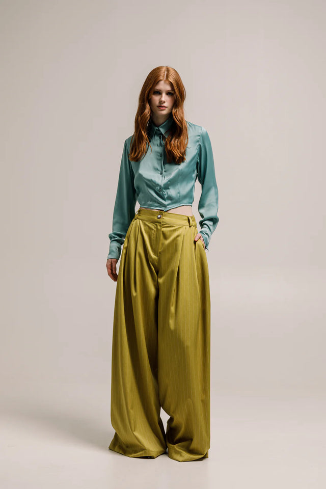 VAL PANTS STRIPED LIME GREEN