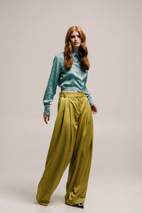 VAL PANTS STRIPED LIME GREEN