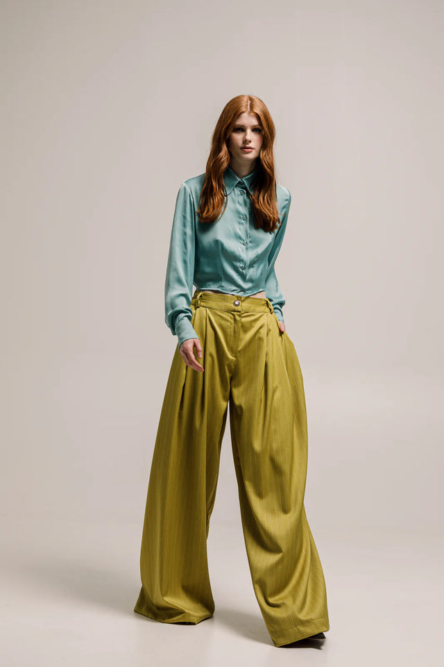 VAL PANTS STRIPED LIME GREEN