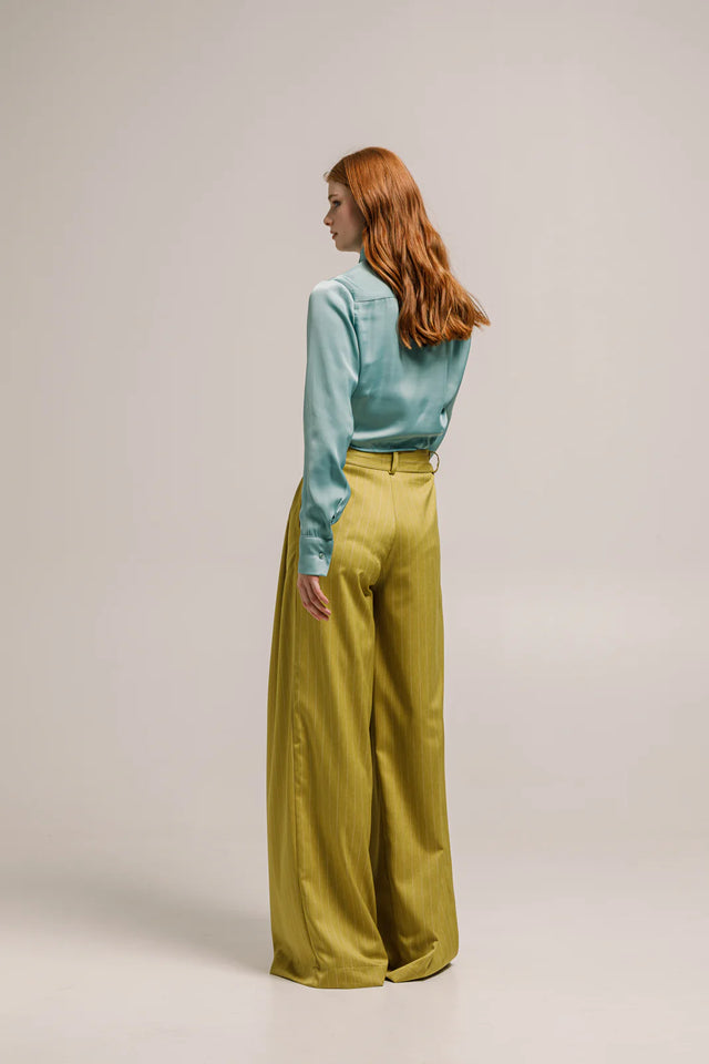 VAL PANTS STRIPED LIME GREEN