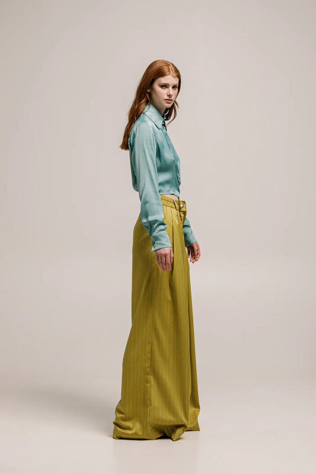 VAL PANTS STRIPED LIME GREEN