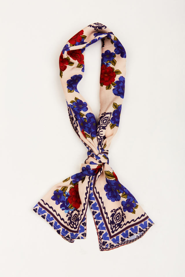 FLORAL FICTION SCARF SMALL CREAM