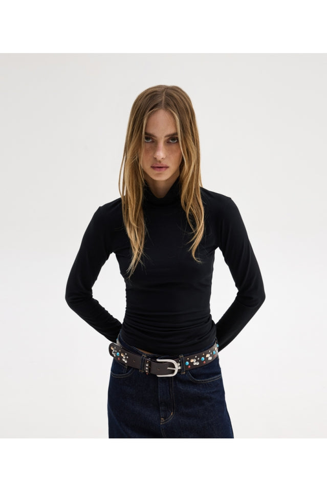 LAURA TURTLENECK TOP BLACK