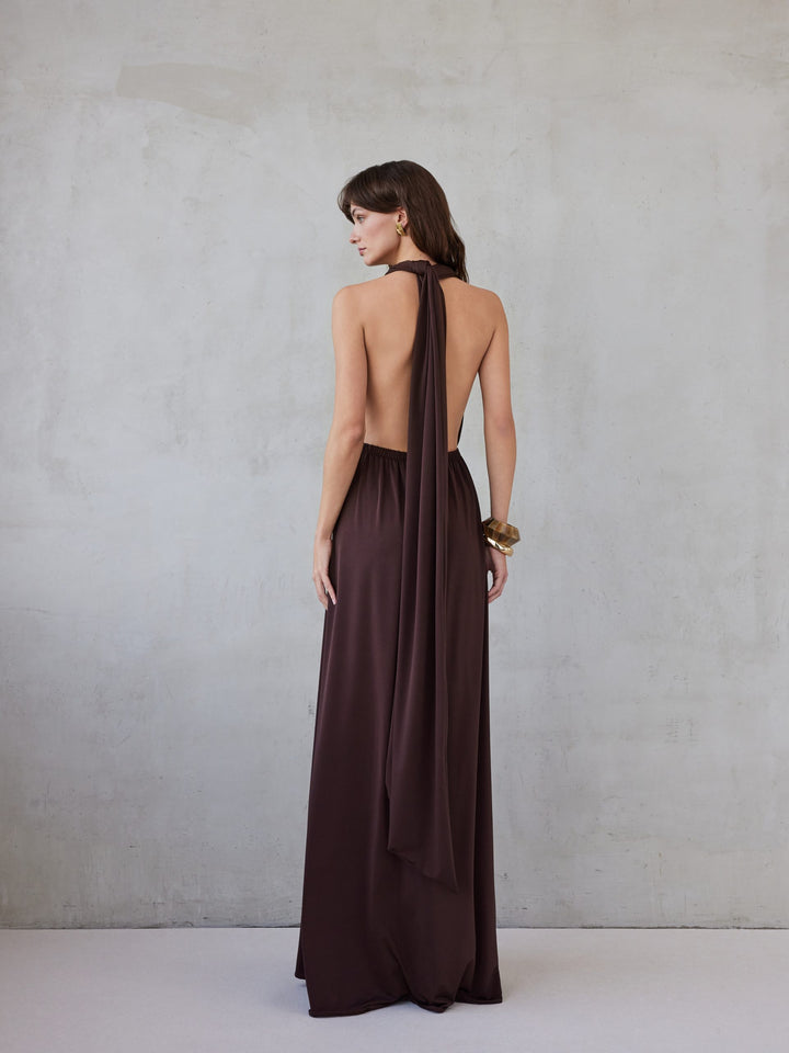 BEATRICE DRESS ROYAL BROWN
