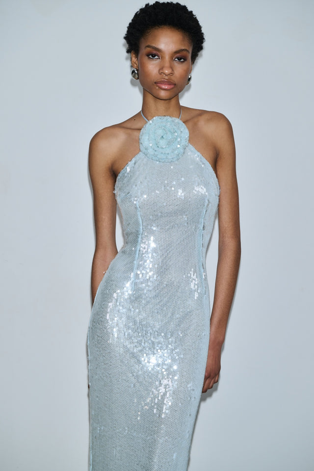 Pale blue sequin dress best sale