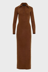 WHITNEY LONG SLEEVE DRESS BROWN